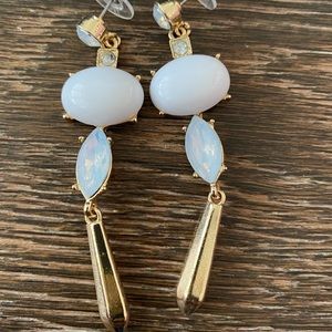 White and blue dangling earrings